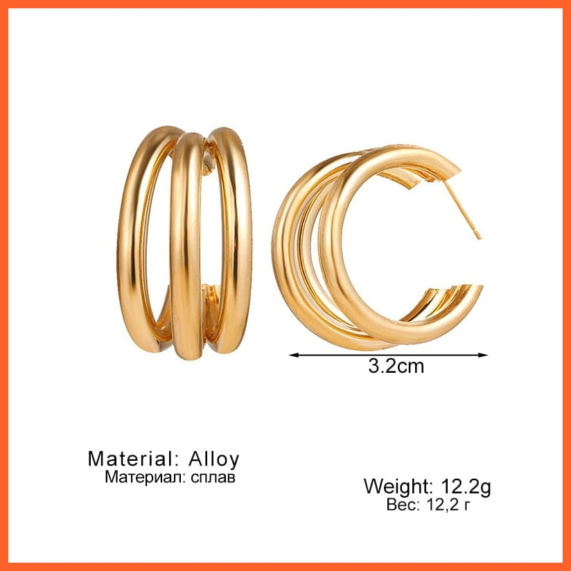 Golden Hoop Earrings Korean Geometry Metal Earrings For Women | Female Retro Drop Earrings Trendy Fashion Jewellery Gifts | whatagift.com.au.