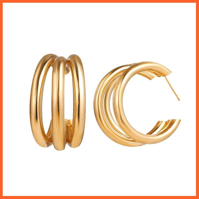 Golden Hoop Earrings Korean Geometry Metal Earrings For Women | Female Retro Drop Earrings Trendy Fashion Jewellery Gifts | whatagift.com.au.