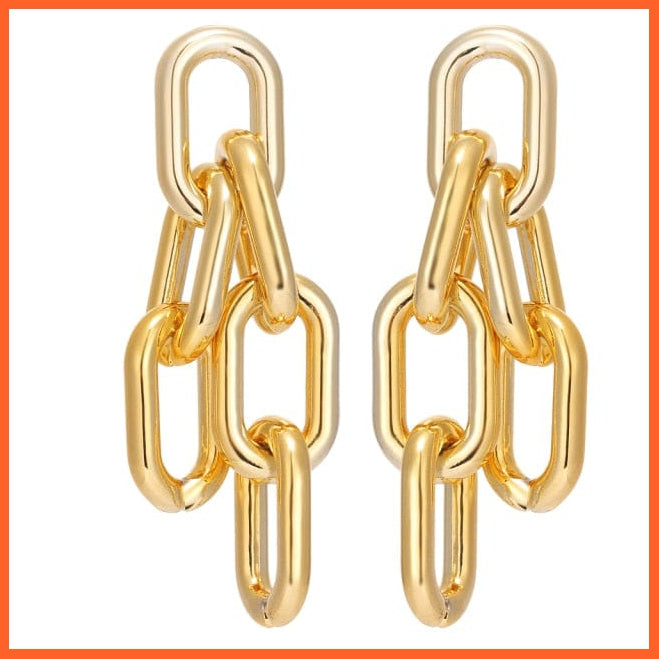 Vintage Geometric Metal Chunky Chain Link Earrings For Women | Irregular Round Square Drop Earring Elegant Jewellery Gifts | whatagift.com.au.