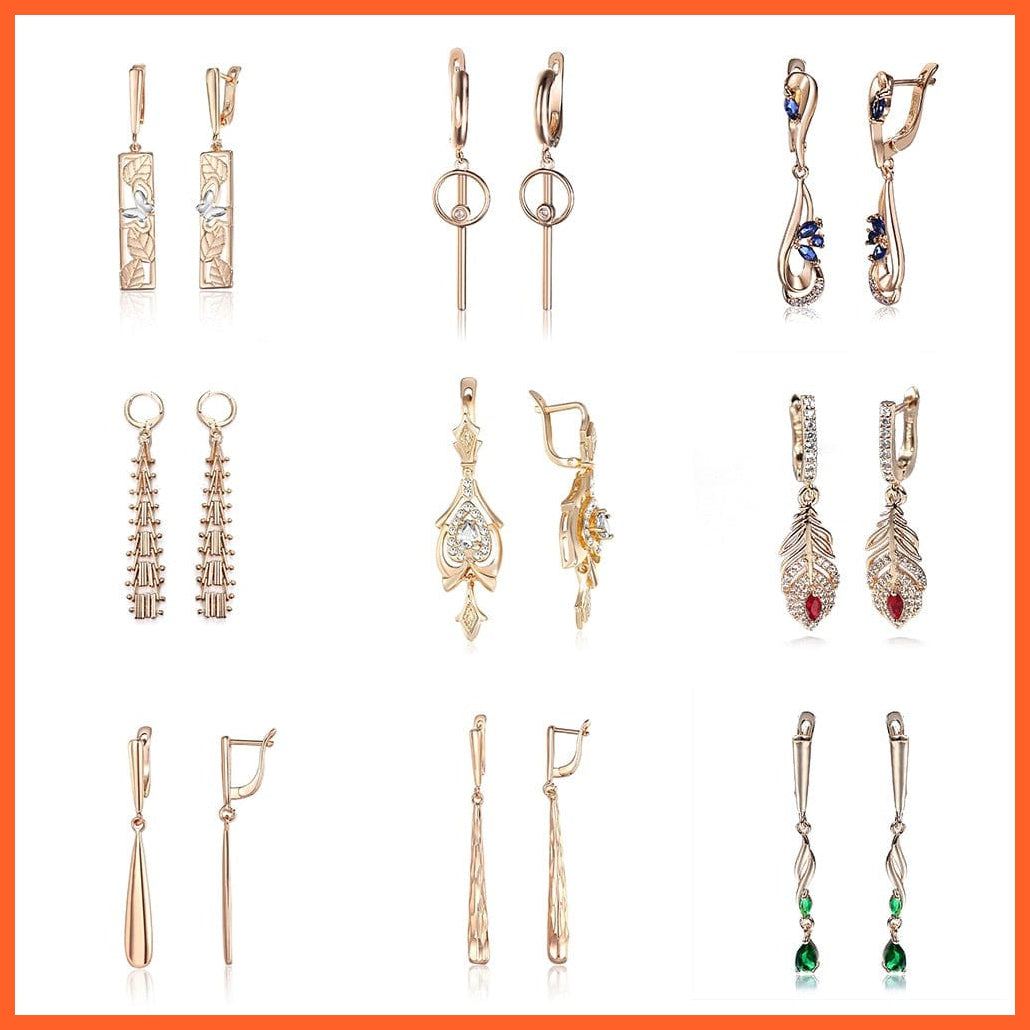 High Quality Unique Long Earrings For Women | Girls Cubic Zircon Hollow Carving Cute Vintage Dangle Earring 23 Styles Jewellery Gifts | whatagift.com.au.
