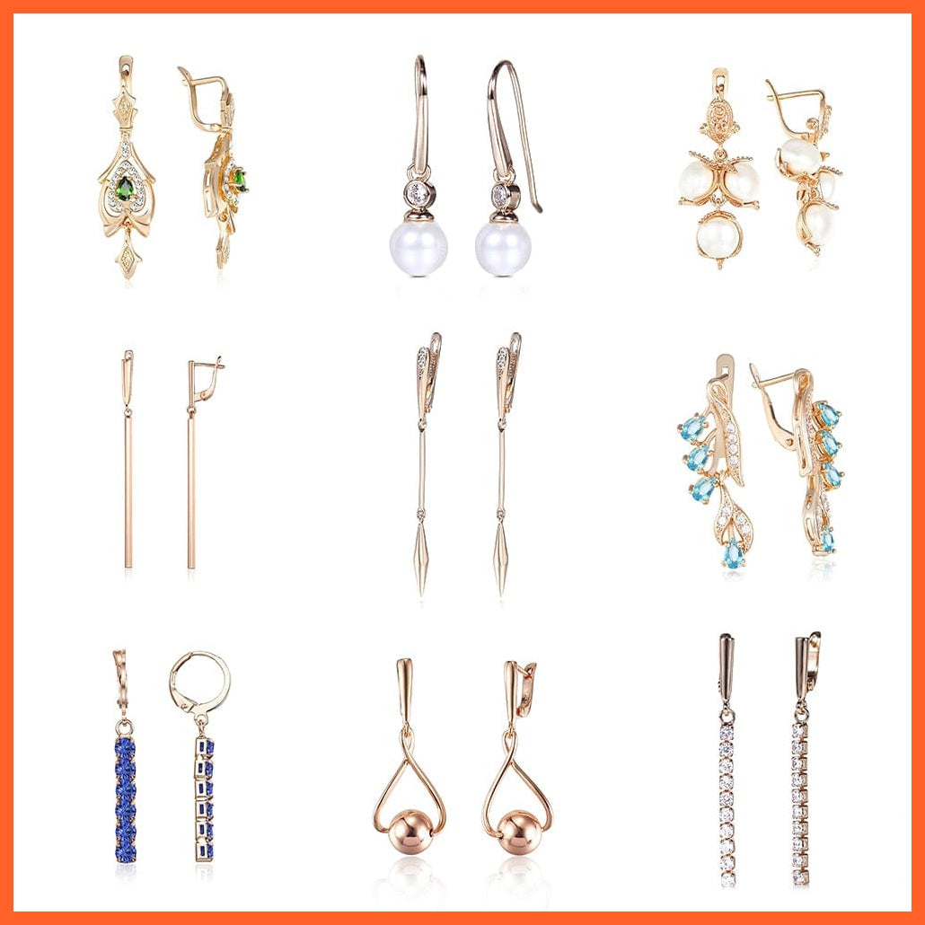High Quality Unique Long Earrings For Women | Girls Cubic Zircon Hollow Carving Cute Vintage Dangle Earring 23 Styles Jewellery Gifts | whatagift.com.au.