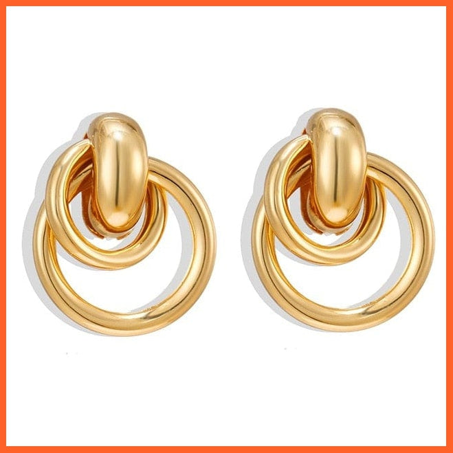 Fashion Vintage Earrings For Women | Big Geometric Statement Gold Metal Drop Earrings Trendy Earings Jewellery Accessories Gifts | whatagift.com.au.