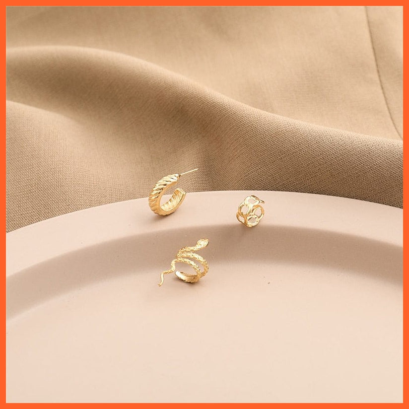 Punk Gold Animal Snake Clip Earrings Ear Clip Without Piercing For Women | Fake Piercing Ear Cuffs Trendy Jewellery Gifts | whatagift.com.au.