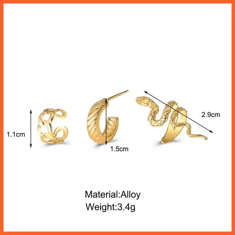 Punk Gold Animal Snake Clip Earrings Ear Clip Without Piercing For Women | Fake Piercing Ear Cuffs Trendy Jewellery Gifts | whatagift.com.au.