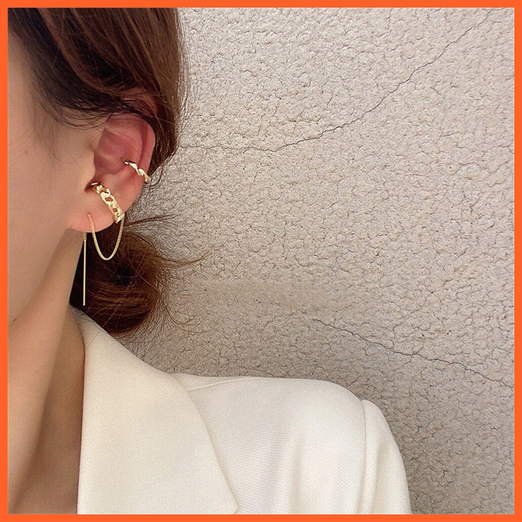 Simple Moon Star Rhinestone Long Chain Earrings For Women | Shine Sun Crescent Geometric Tassel Piercing Earring Party Jewelry | whatagift.com.au.
