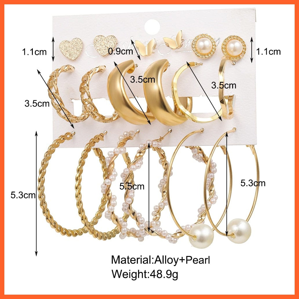 Trendy Big Pearl Drop Earrings Set For Women | Fashion Gold Geometric Circle Chain  Set Of Earrings Jewellery Gifts | whatagift.com.au.