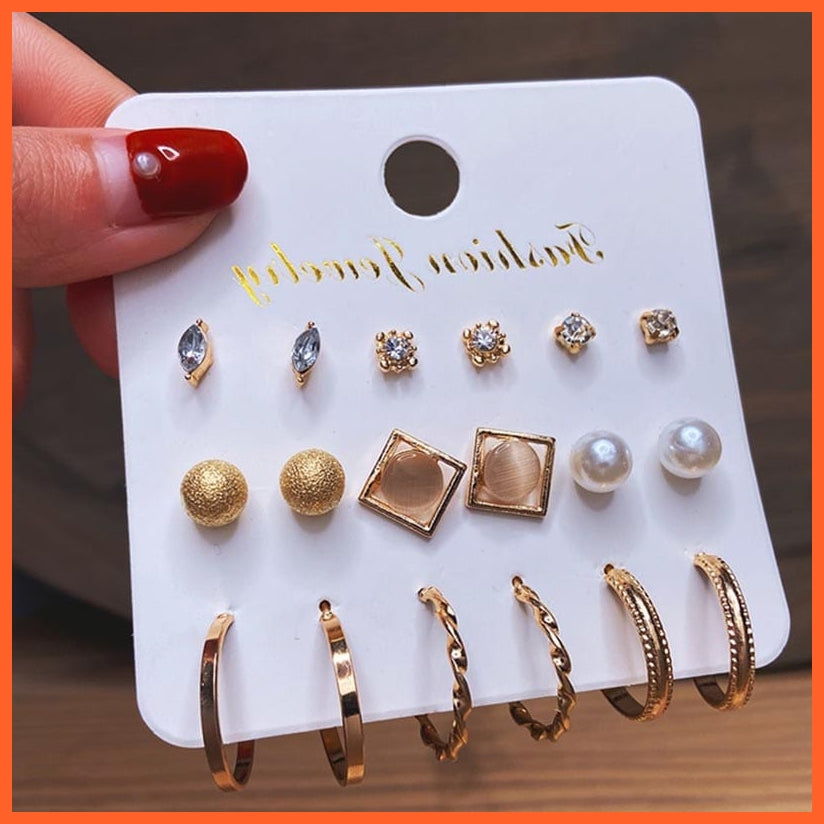 Trendy Big Pearl Drop Earrings Set For Women | Fashion Gold Geometric Circle Chain  Set Of Earrings Jewellery Gifts | whatagift.com.au.