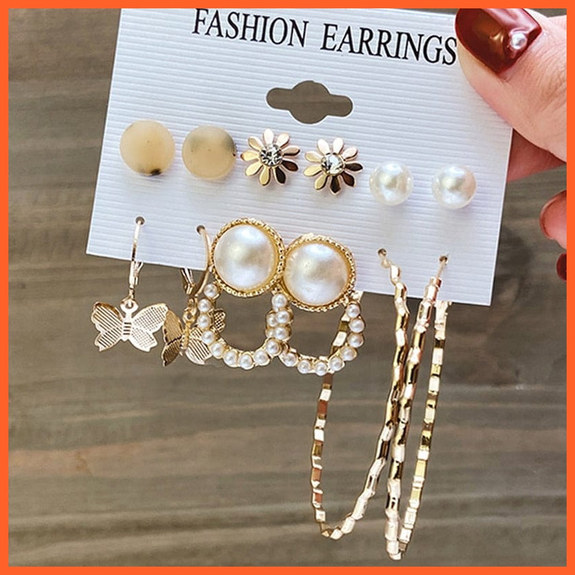 Trendy Big Pearl Drop Earrings Set For Women | Fashion Gold Geometric Circle Chain  Set Of Earrings Jewellery Gifts | whatagift.com.au.