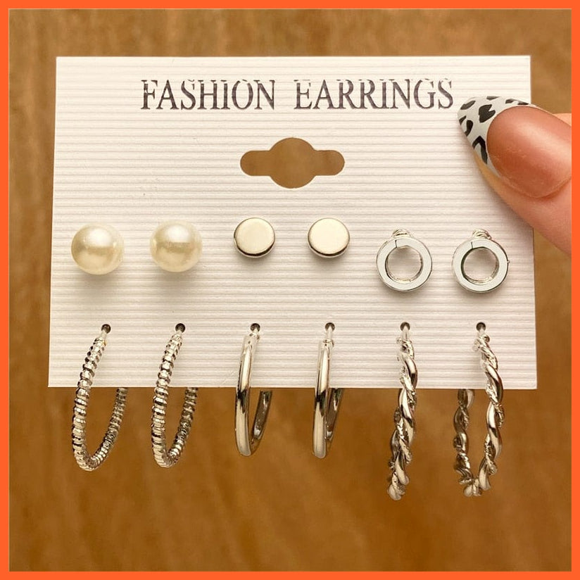 Trendy Big Pearl Drop Earrings Set For Women | Fashion Gold Geometric Circle Chain  Set Of Earrings Jewellery Gifts | whatagift.com.au.