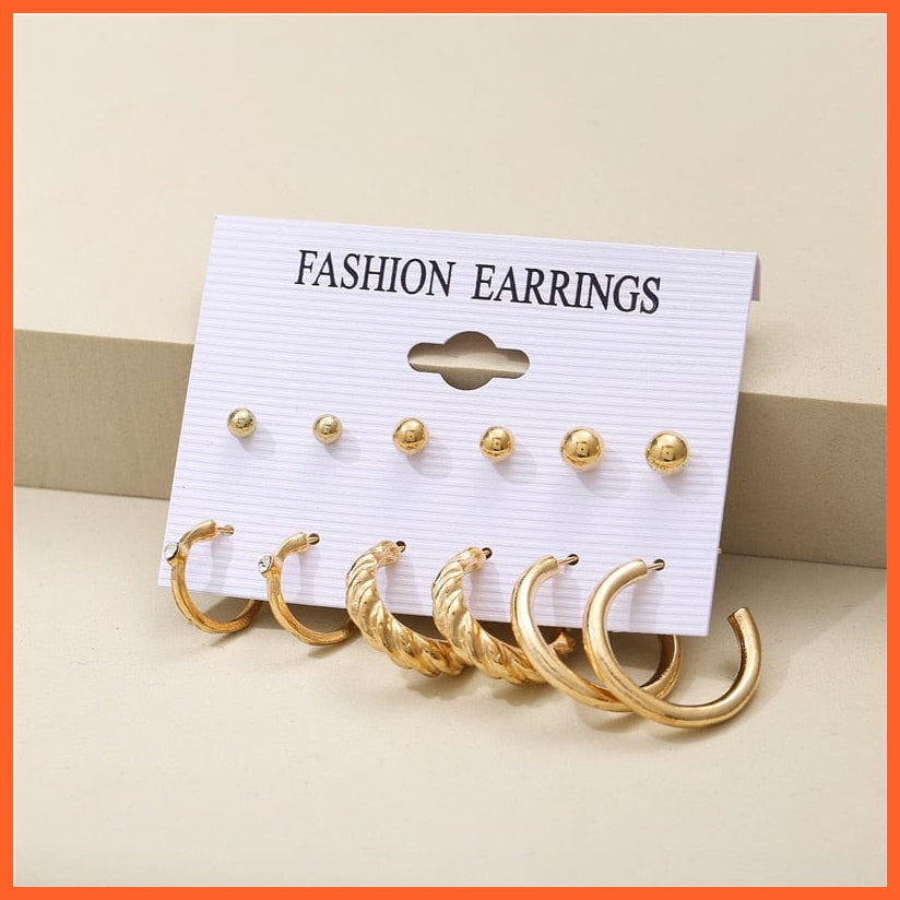 Trendy Exquisite Pearl Metal Earrings Set For Women | Geometric Circle Dangle Drop Earrings Acrylic Set Of Earrings Jewellery Gifts | whatagift.com.au.