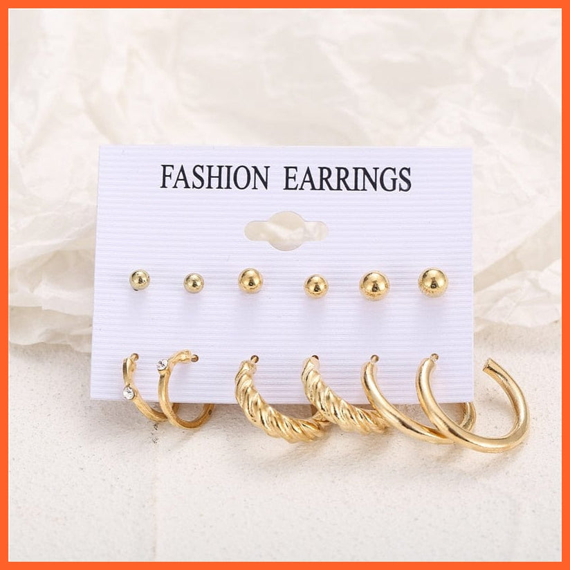 Trendy Exquisite Pearl Metal Earrings Set For Women | Geometric Circle Dangle Drop Earrings Acrylic Set Of Earrings Jewellery Gifts | whatagift.com.au.