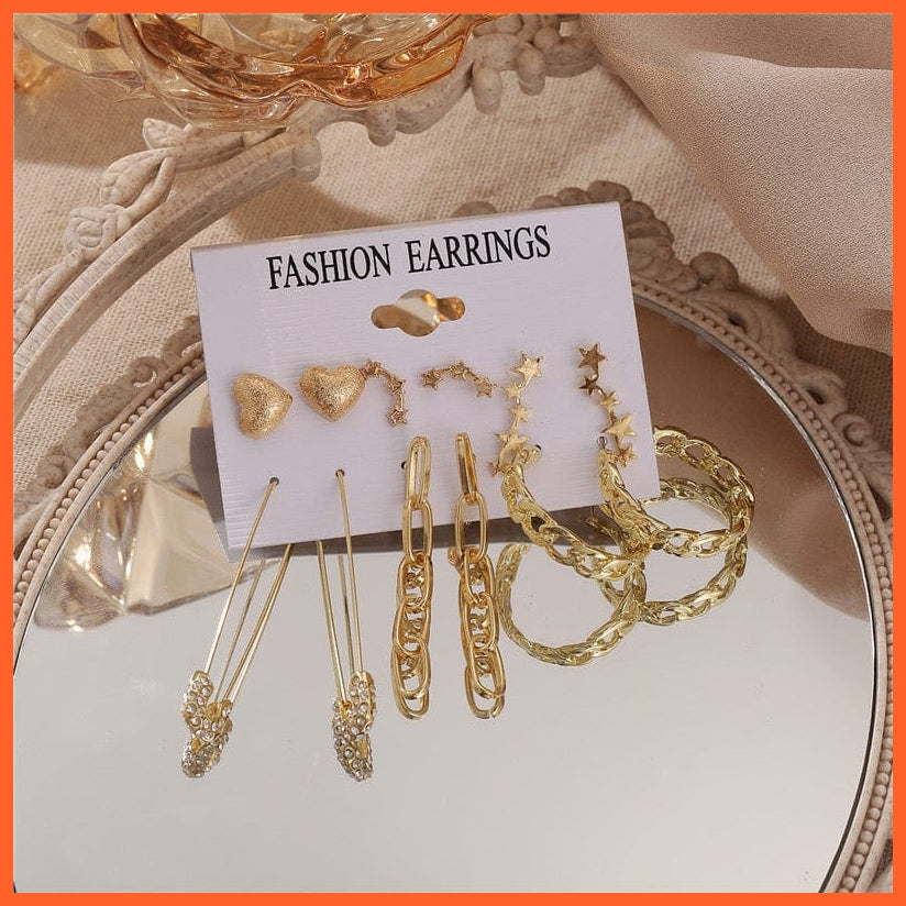 Trendy Exquisite Pearl Metal Earrings Set For Women | Geometric Circle Dangle Drop Earrings Acrylic Set Of Earrings Jewellery Gifts | whatagift.com.au.