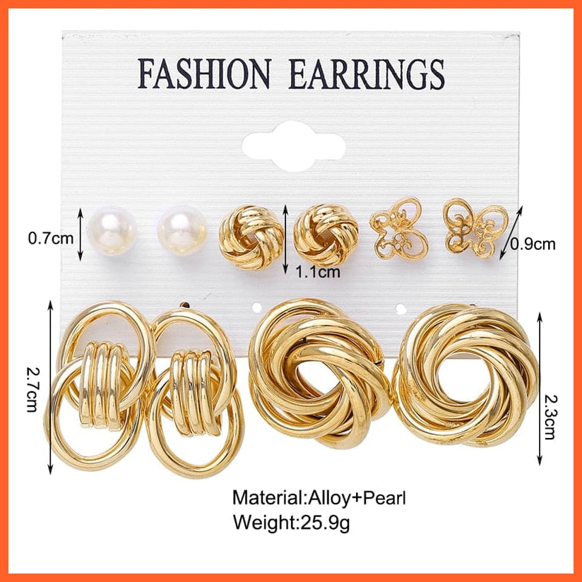 Trendy Exquisite Pearl Metal Earrings Set For Women | Geometric Circle Dangle Drop Earrings Acrylic Set Of Earrings Jewellery Gifts | whatagift.com.au.