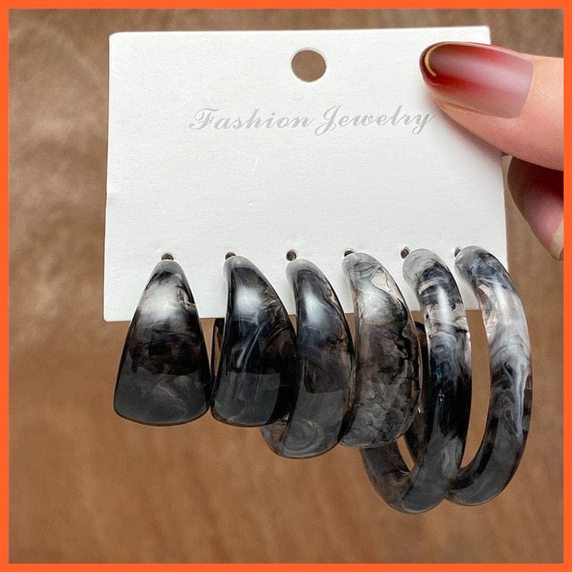 Trendy Silver Color Butterfly Hoop Earrings Set For Women | Girls Geometric Irregular Metal Resin Acrylic Earrings Jewellery Gifts | whatagift.com.au.