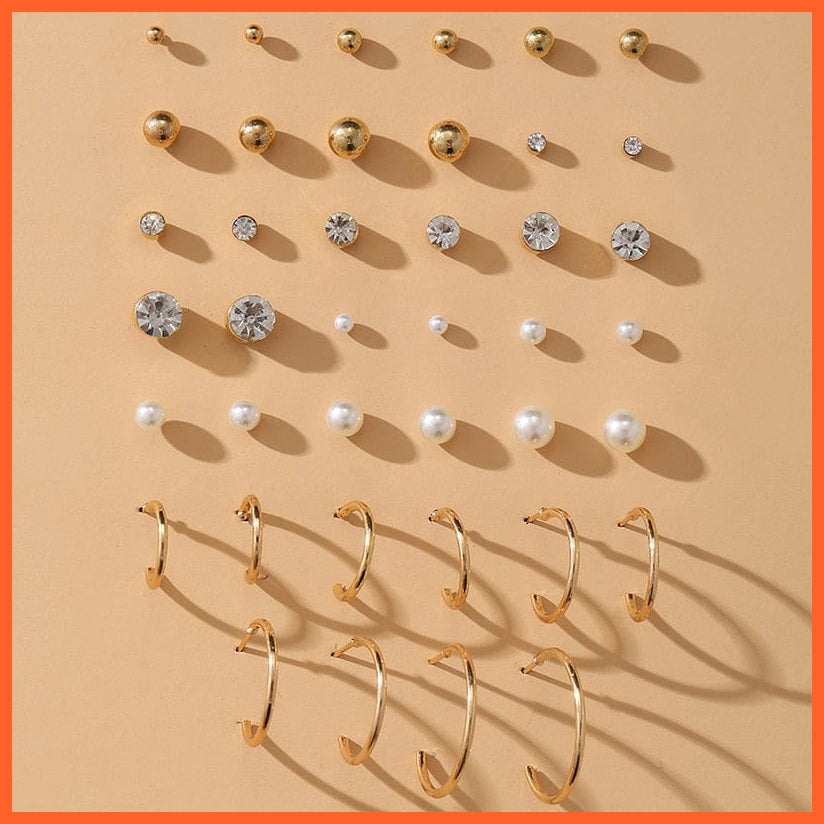 Vintage Cubic Zirconia Round Stud Earrings Set For Women | Silver Color Crystal Rhinestone Bow Earrings Jewellery Gifts | whatagift.com.au.