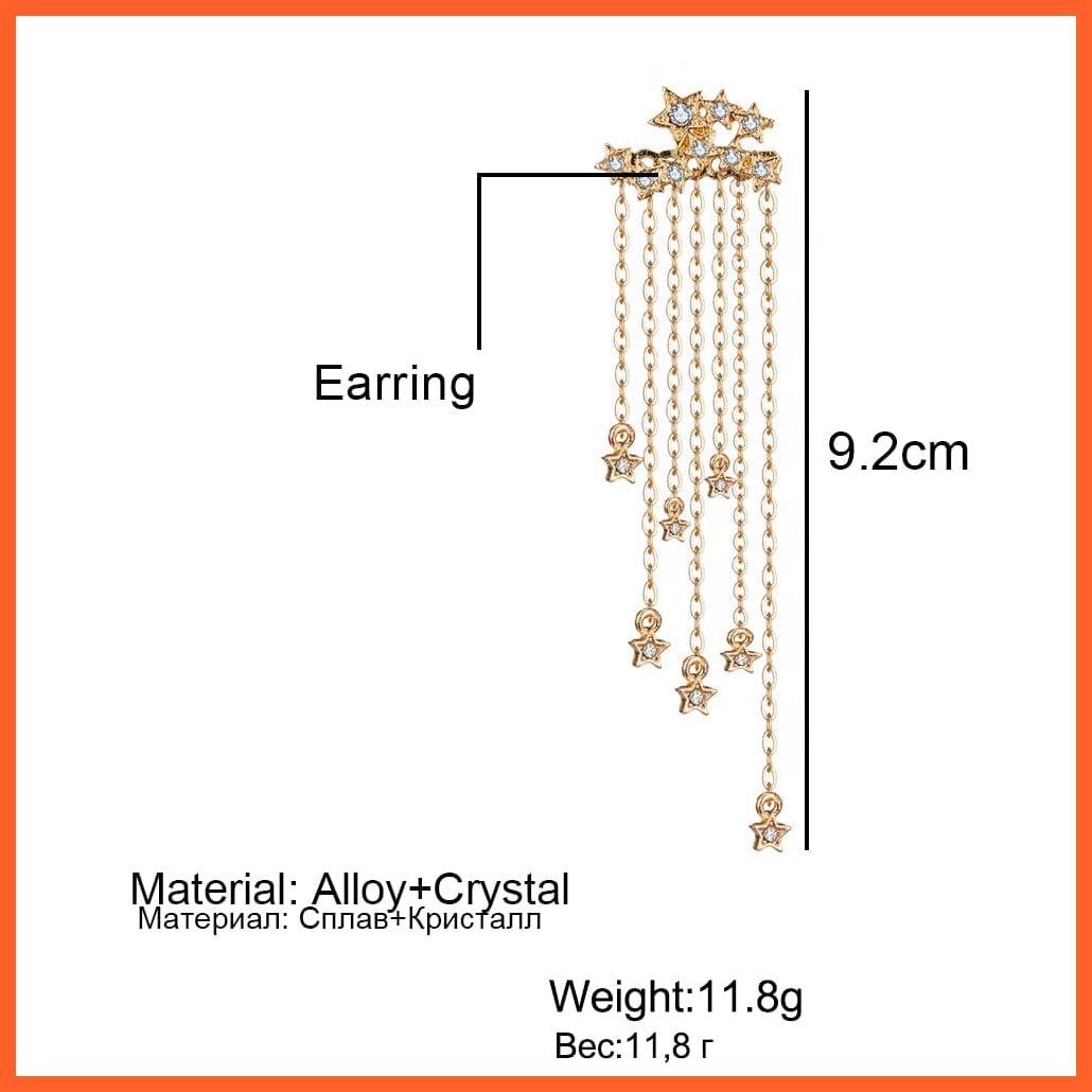 Vintage Gold Color Bar Long Thread Tassel Drop Earrings For Women | Glossy Arc Geometric Korean Fashion Hanging Jewellery | whatagift.com.au.