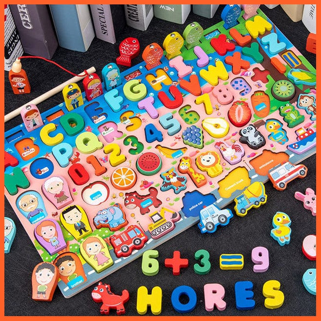 whatagift.com.au Educational Toys A Wooden Digital Alphabet Traffic Figure Matching Puzzle Educational Kids Toys
