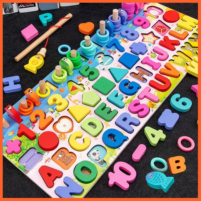whatagift.com.au Educational Toys A Wooden Preschool Educational Toys | Children Board Math Figures Developing Toy
