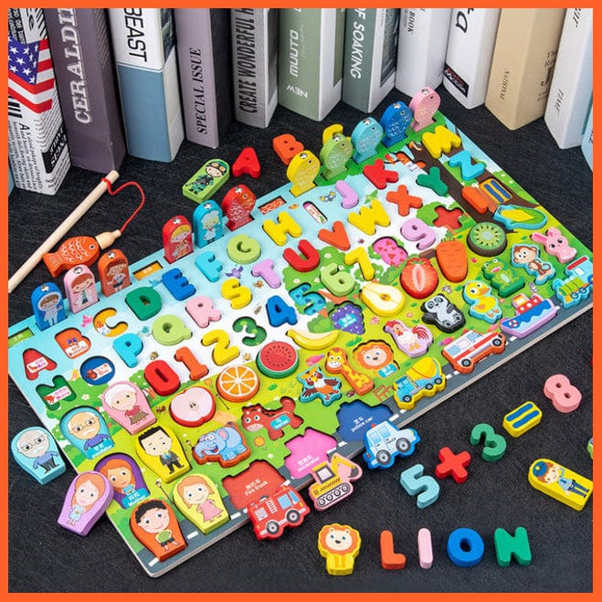 whatagift.com.au Educational Toys B Wooden Digital Alphabet Traffic Figure Matching Puzzle Educational Kids Toys