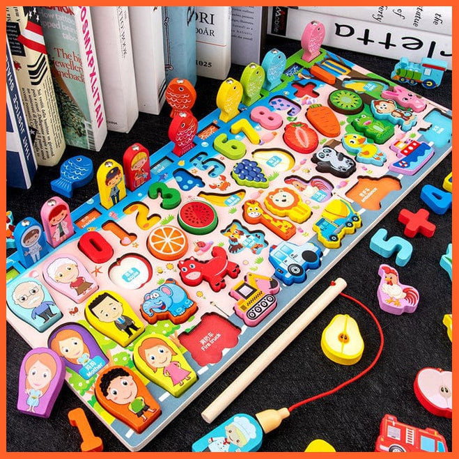 whatagift.com.au Educational Toys C Wooden Digital Alphabet Traffic Figure Matching Puzzle Educational Kids Toys