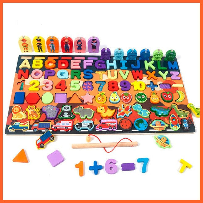 whatagift.com.au Educational Toys D Wooden Digital Alphabet Traffic Figure Matching Puzzle Educational Kids Toys