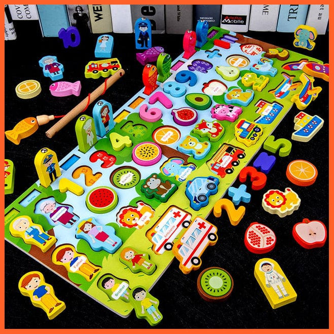 whatagift.com.au Educational Toys F Wooden Digital Alphabet Traffic Figure Matching Puzzle Educational Kids Toys