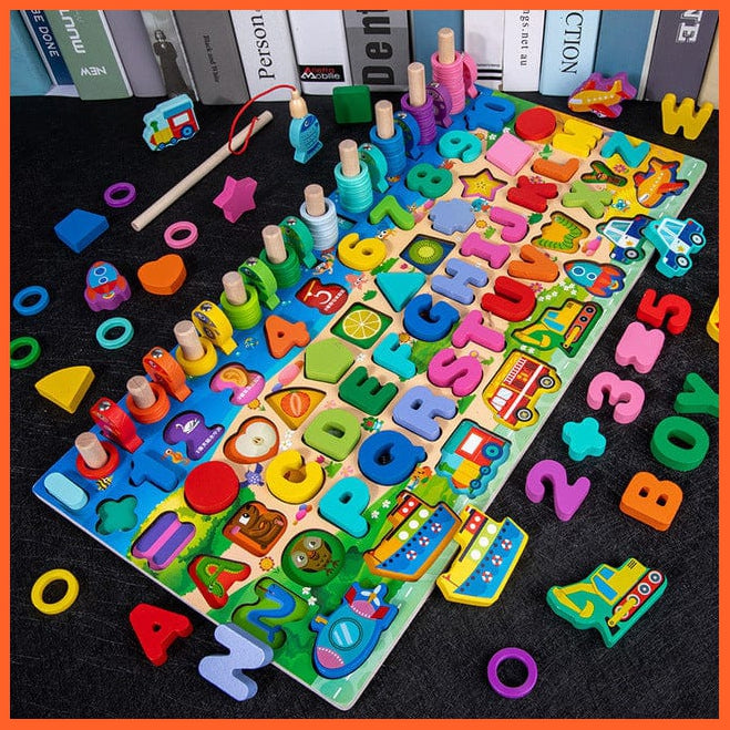 whatagift.com.au Educational Toys G Wooden Digital Alphabet Traffic Figure Matching Puzzle Educational Kids Toys