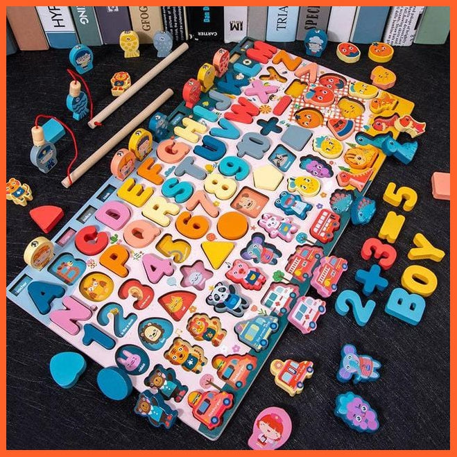 whatagift.com.au Educational Toys I Wooden Digital Alphabet Traffic Figure Matching Puzzle Educational Kids Toys