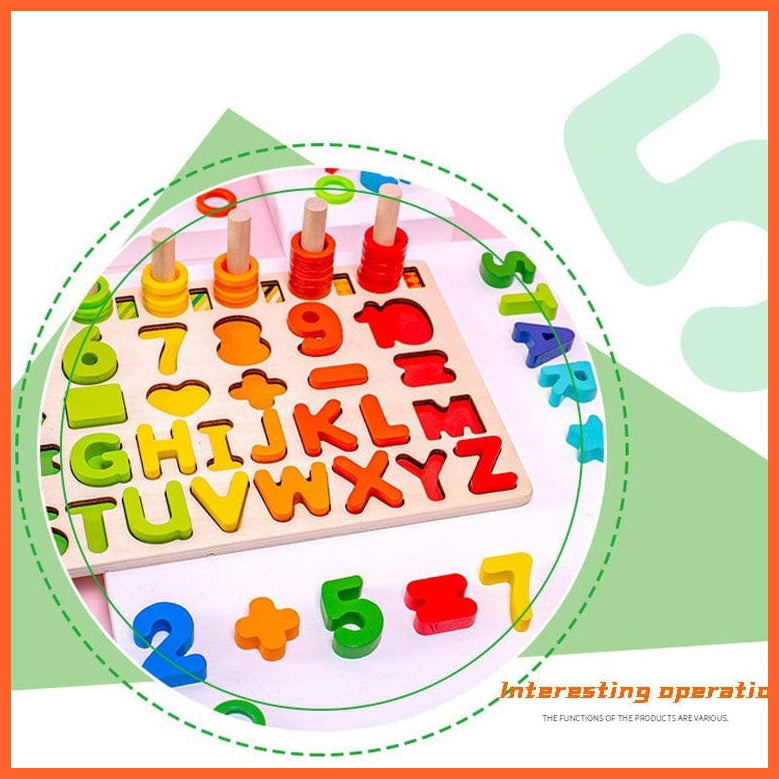 whatagift.com.au Educational Toys Wooden Educational Building Block Puzzle Fishing Count Digital Shape Matching Toys