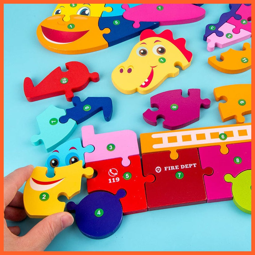 whatagift.com.au Educational Toys Wooden Educational Children's 3D Animal Matching Puzzle Building Block Kids Toy
