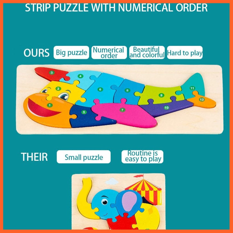 whatagift.com.au Educational Toys Wooden Educational Children's 3D Animal Matching Puzzle Building Block Kids Toy