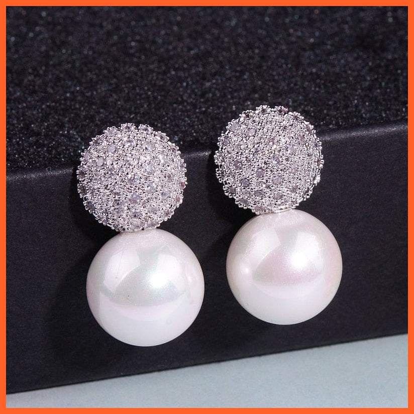whatagift.com.au Elegant Crystals Stud Pearl Earrings For Women