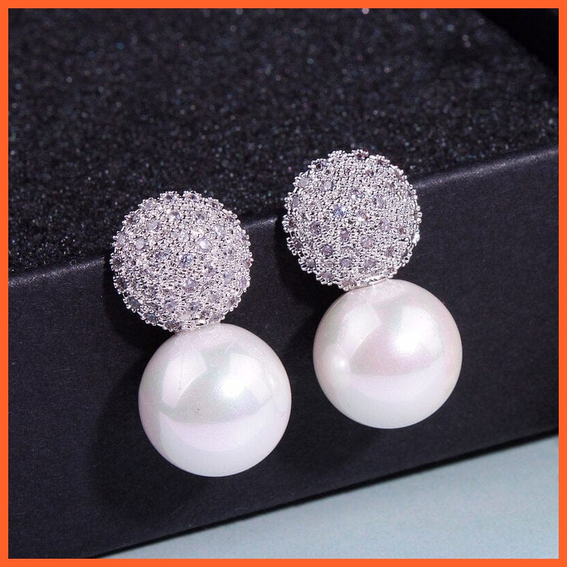 whatagift.com.au Elegant Crystals Stud Pearl Earrings For Women
