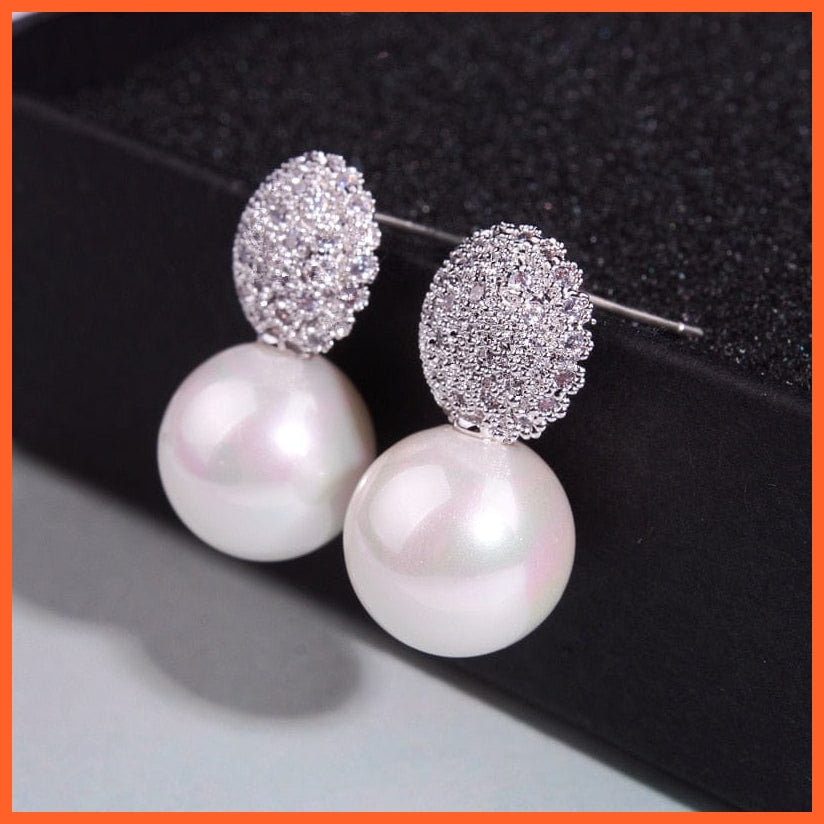 whatagift.com.au Elegant Crystals Stud Pearl Earrings For Women
