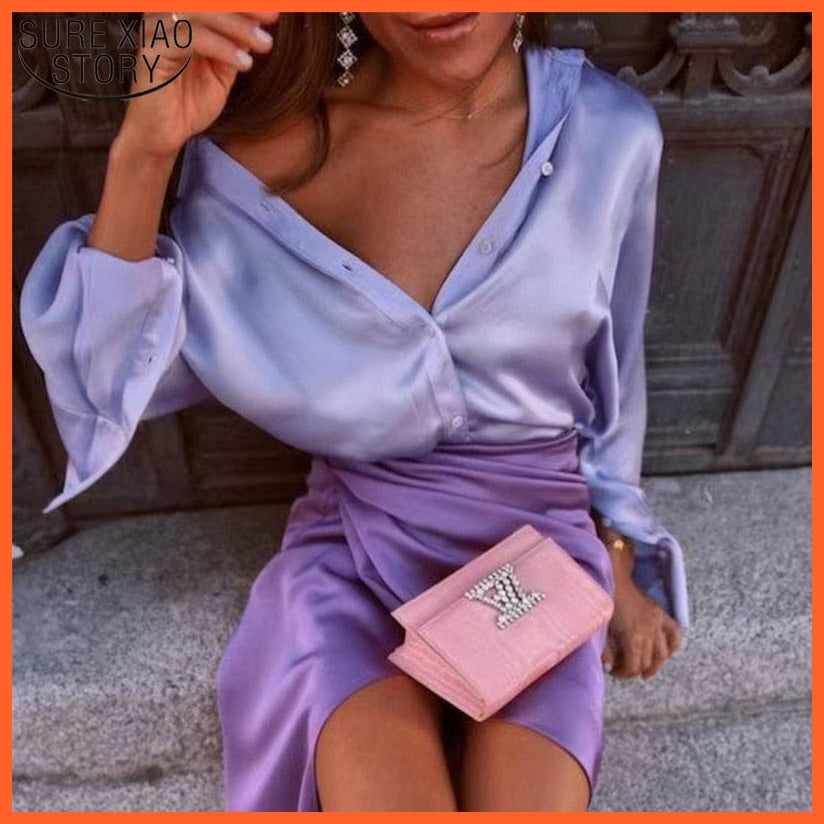 whatagift.com.au Elegant Fashionable Satin Shirts For Women