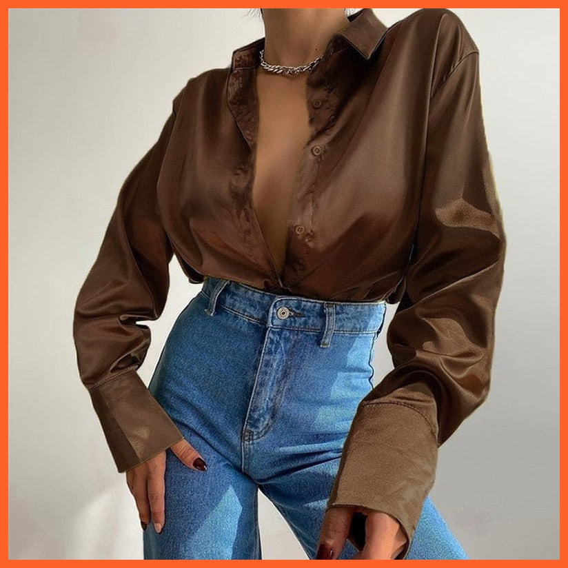 whatagift.com.au Elegant Fashionable Satin Shirts For Women