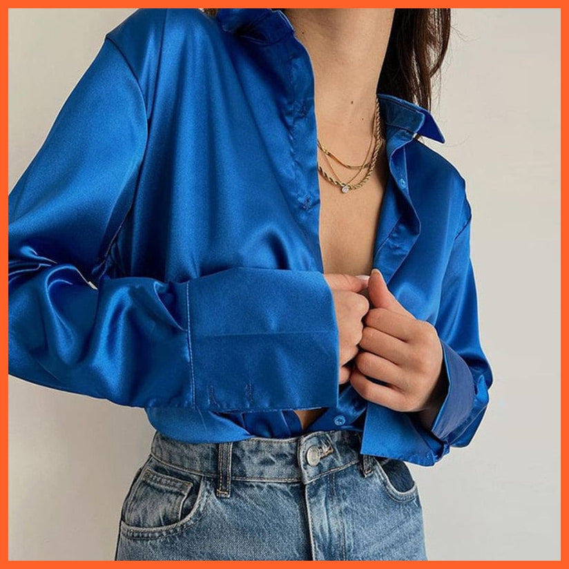 whatagift.com.au Elegant Fashionable Satin Shirts For Women
