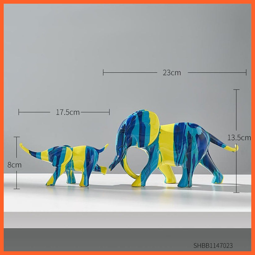 whatagift.com.au Elephant-2 pcs Modern Home Decor Cow Sculpture | Animal Model Resin Statues for Decoration Accessories