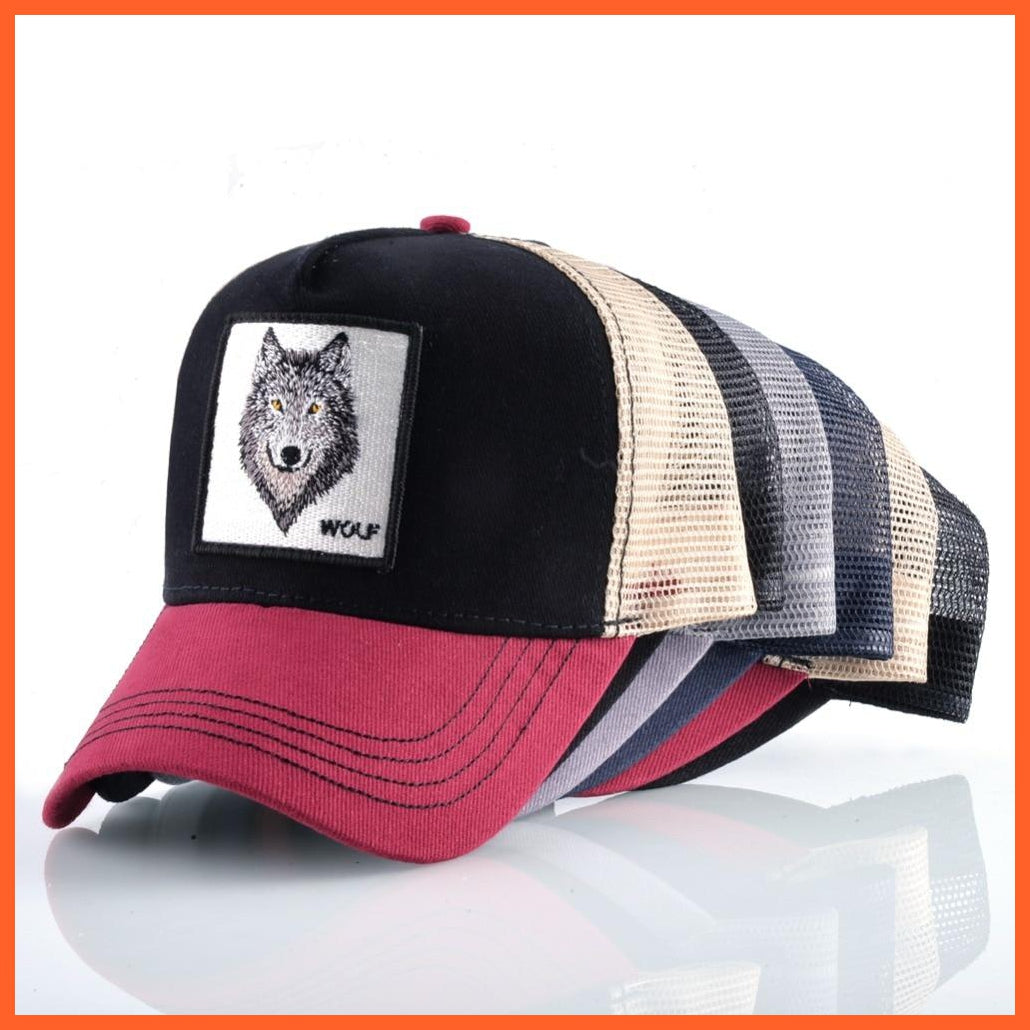 Embroidery Animal Baseball Caps | Men Women Breathable Mesh Snapback Hip Hop Caps | whatagift.com.au.