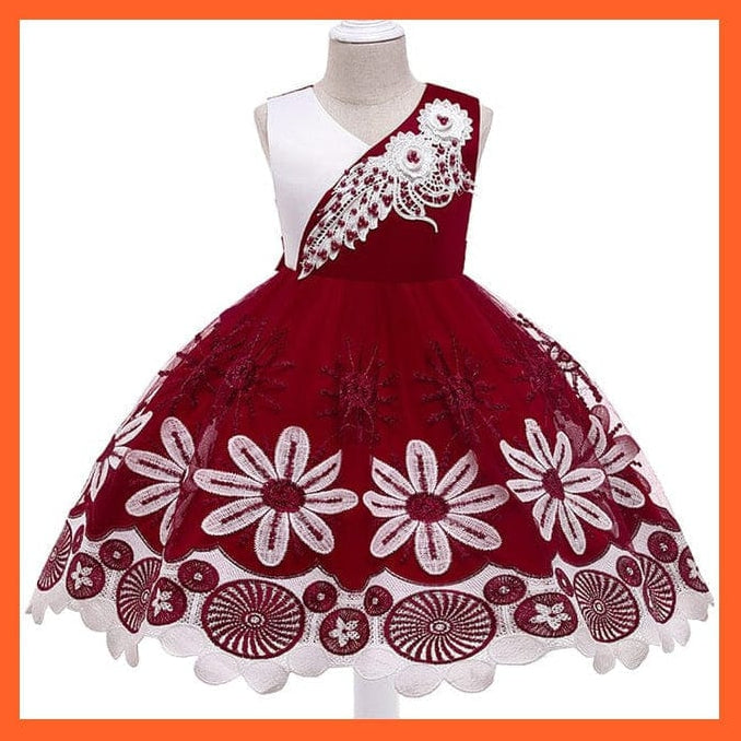 whatagift.com.au Embroidery Silk Princess Dress For Baby Girl