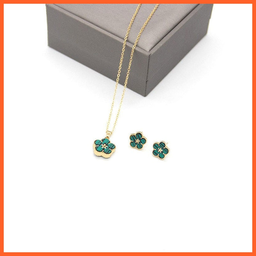 whatagift.com.au Exquisite Double Sided Flowers Pendant Earring and Necklace Set For Women