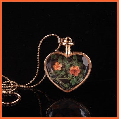 whatagift.com.au F 1Pcs Heart Shaped Dried Preserved Fresh Flower Charms Resin Pendant