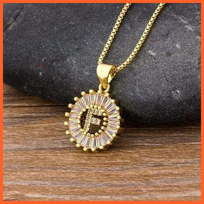 Girls Initial Letter Necklace | Nitial Letter Necklace 26 Letters Charm Gold Name Necklace Pendant Top Quality Copper Zircon Jewellery | whatagift.com.au.