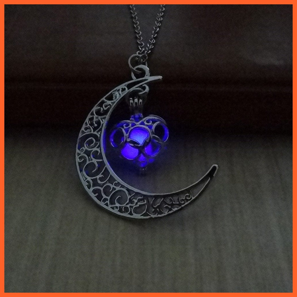 whatagift.com.au F Moon Glowing Necklace | Glow in the Dark Halloween Pendant