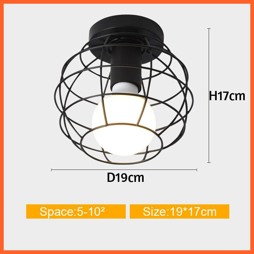 whatagift.com.au F Not Cover Bulb Iron Cage Metal Ceiling Lamp for Home Interior | Home Decor Lights