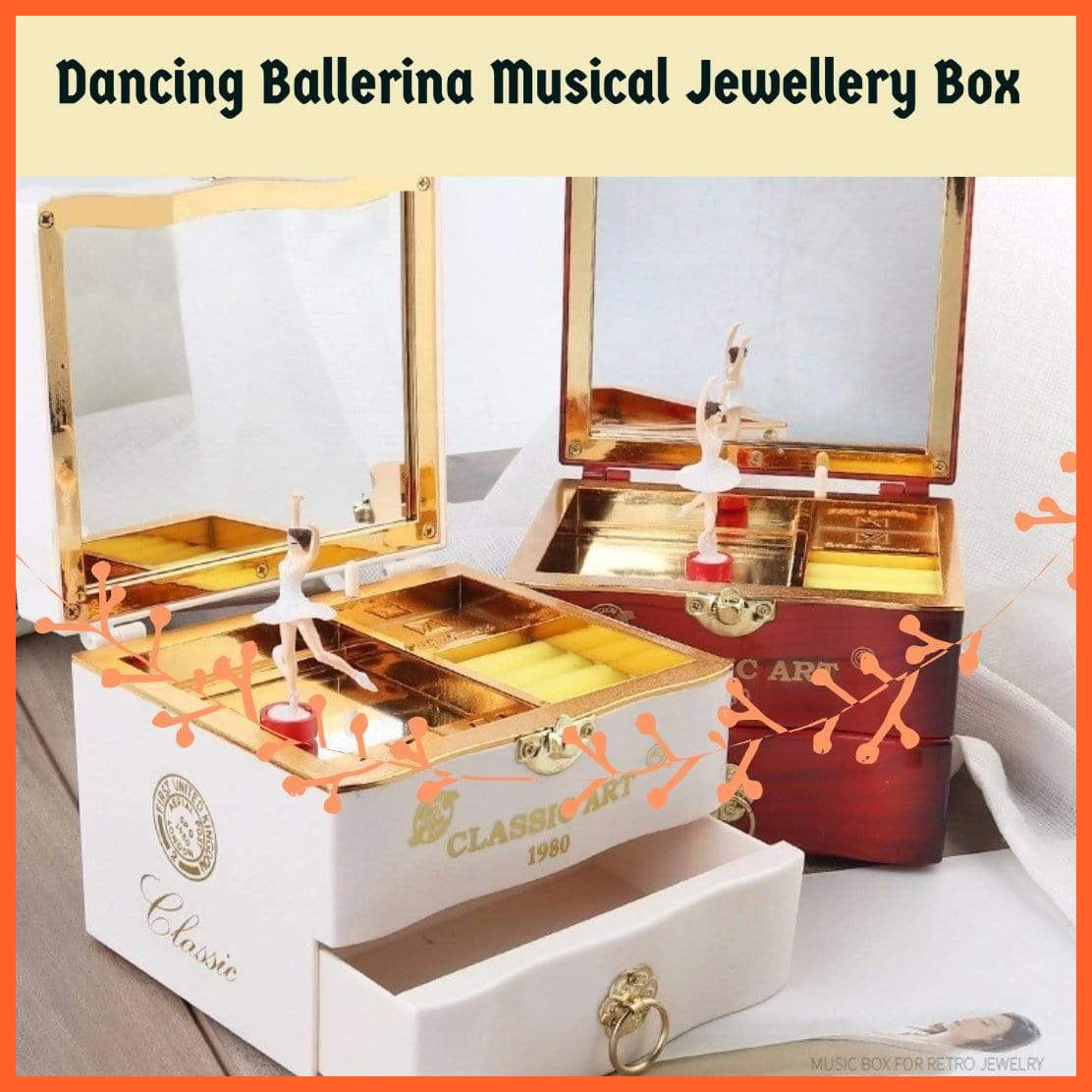 Fine Quality Jewellery Storage Musical Box With Dancing Ballerina | whatagift.com.au.