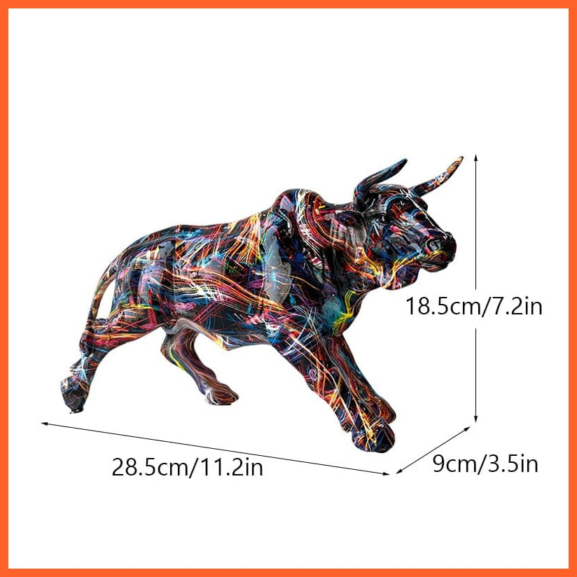 whatagift.com.au Fireworks Graffiti Painting Bull Resin Lucky Figurines For Home Decore