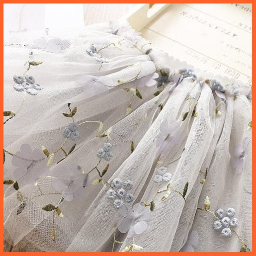 whatagift.com.au Flower Embroidery Mesh skirts for Girls