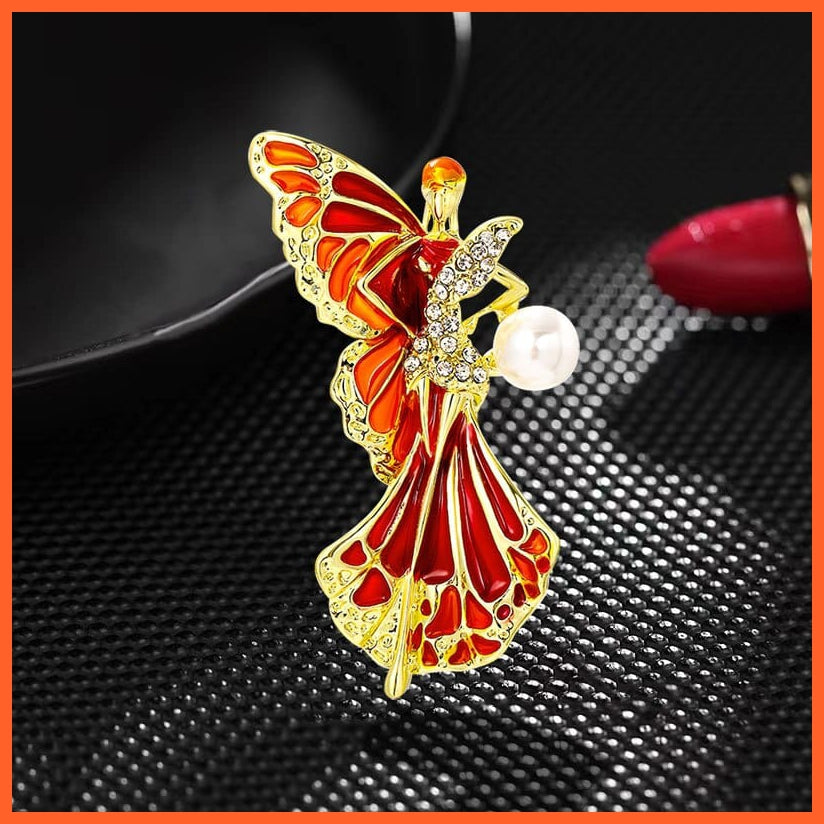whatagift.com.au Flower Fairy Crystal Pearl Enamel Brooches Pin For Women