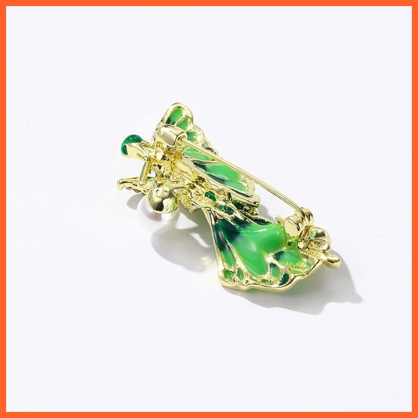 whatagift.com.au Flower Fairy Crystal Pearl Enamel Brooches Pin For Women